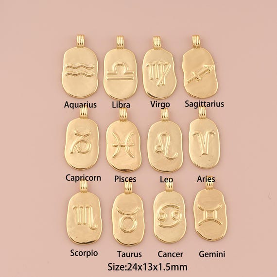 18K Gold Zodiac Constellation Charms,Zodiac Sign Charms Pendants,Astrological Charm for DIY Jewelry Making Supply