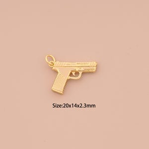 18K Gold Weapons Charms,Gun Charms Pendants,Weapons Charm for DIY Jewelry Making Supply
