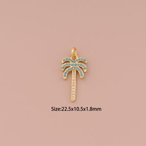 18K Gold Coconut Tree Charms,CZ Pave Minimalist Charms Pendants,Coconut Tree Charm for DIY Jewelry Making Supply