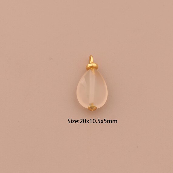 18K Gold Energy Stone Charms,Natural Stone Charms Pendants,Gray Agate Charm for DIY Jewelry Making Supply