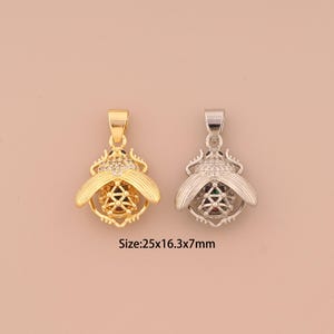 18K Gold Insect Charms,CZ Pave Insect Charms Pendants,Insect Charm for DIY Jewelry Making Supply