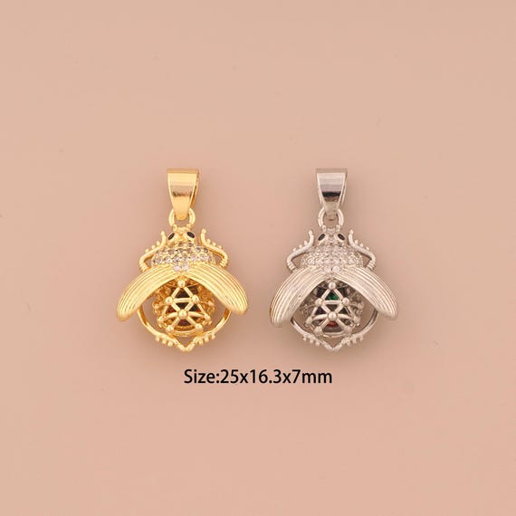 18K Gold Insect Charms,CZ Pave Insect Charms Pendants,Insect Charm for DIY Jewelry Making Supply