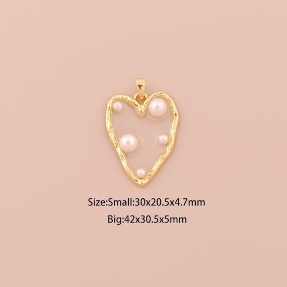18K Gold Heart Charms,Minimalist Charms Pendants,Heart Charm for DIY Jewelry Making Supply