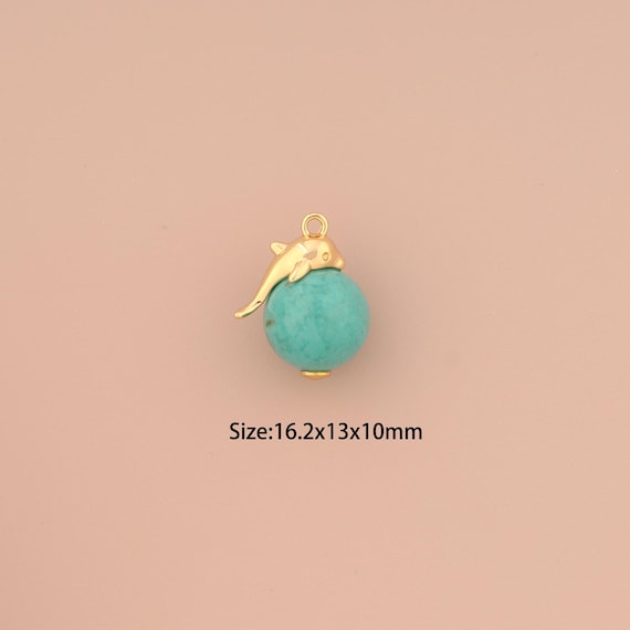 18K Gold Dolphin Charms,Animal Charms Pendants,Dolphin Charm for DIY Jewelry Making Supply