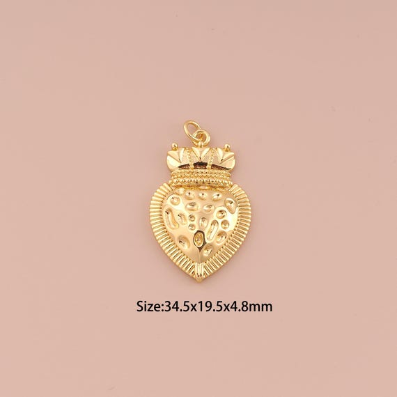 18K Gold Heart Charms,Minimalist Charms Pendants,Heart Charm for DIY Jewelry Making Supply