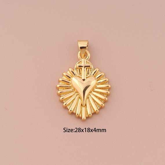 18K Gold Heart Charms,Minimalist Charms Pendants,Heart Charm for DIY Jewelry Making Supply