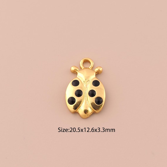 18K Gold Ladybug Charms,Insect Charms Pendants,Ladybug Charm for DIY Jewelry Making Supply