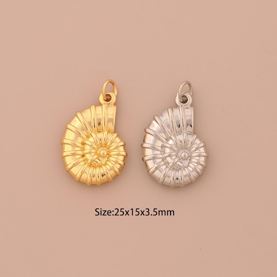 18K Gold Snail Shell Charms,Minimalist Charms Pendants,Snail Shell Charm for DIY Jewelry Making Supply