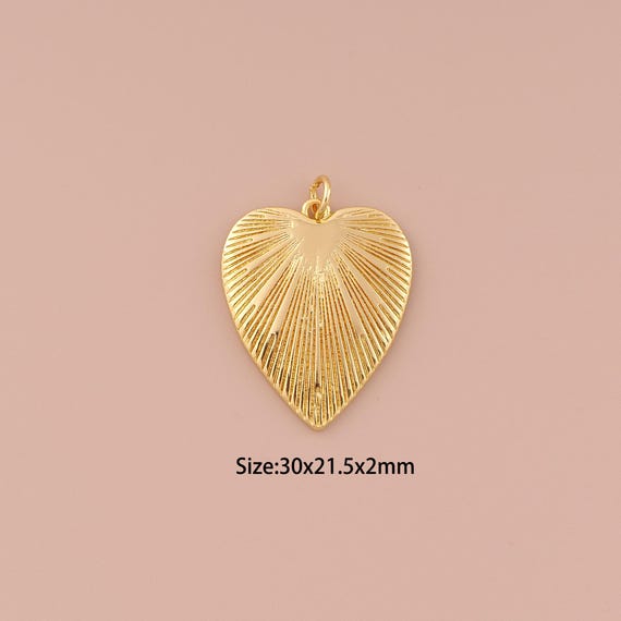 18K Gold Heart Charms,Minimalist Charms Pendants,Heart Charm for DIY Jewelry Making Supply
