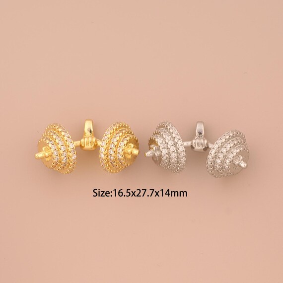 18K Gold Barbell Charms,CZ Pave Sports Charms Pendants,Fitness Charm for DIY Jewelry Making Supply
