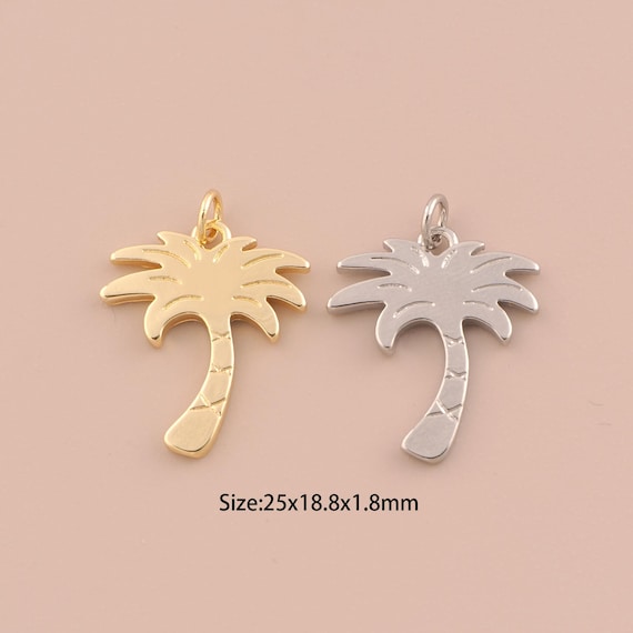 18K Gold Coconut Tree Charms,Coconut Tree Charms Pendants,Coconut Tree Charm for DIY Jewelry Making Supply
