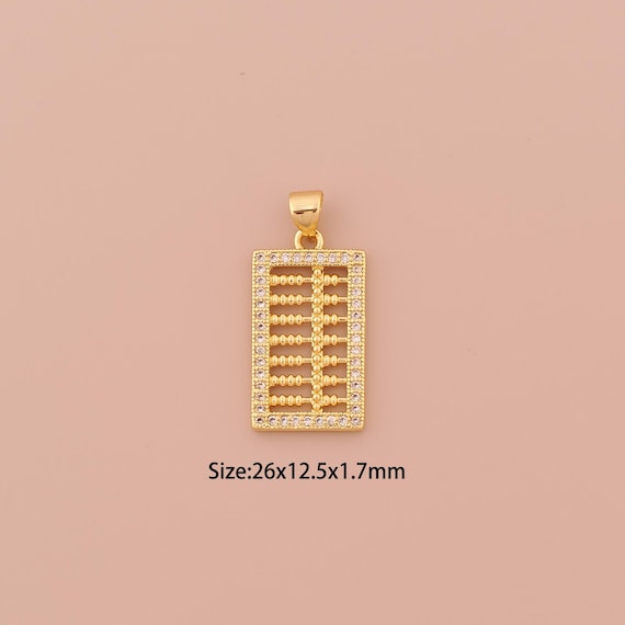 18K Gold Abacus Charms,CZ Pave Minimalist Charms Pendants,Abacus Charm for DIY Jewelry Making Supply