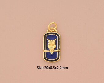 18K Gold Eule Charms, Emaille Tier Charms Anhänger, Eule Charm für DIY Schmuckherstellung Versorgung