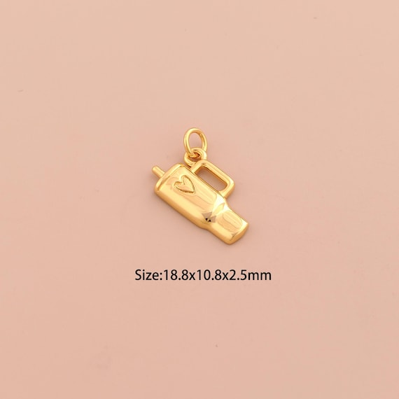 18K Gold Water Cup Charms,Heart Charms Pendants,Cup Charm for DIY Jewelry Making Supply
