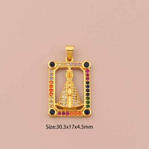 18K Gold Pope Charms,CZ Pave Religious Charms Pendants,Christian Charm for DIY Jewelry Making Supply