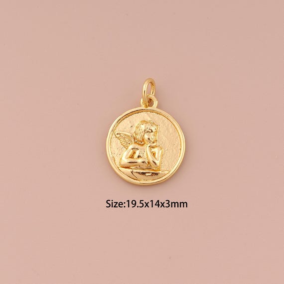 18K Gold Angel Charms,Minimalist Charms Pendants,Angel Charm for DIY Jewelry Making Supply