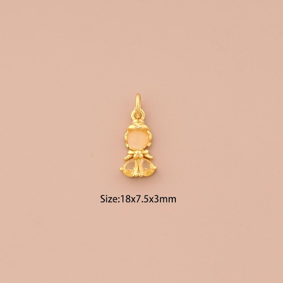 18K Gold Princess Charms,CZ Pave Character Charms Pendants,Princess Charm for DIY Jewelry Making Supply