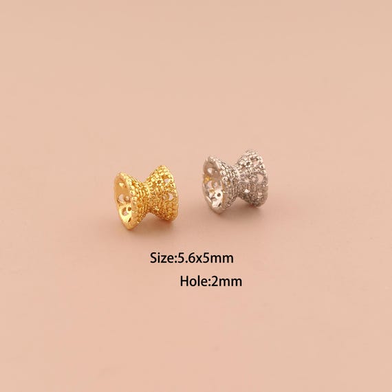 18K Gold Flower Spacer Bead,Tube Bead,Flower Bead for DIY Jewelry Making Supply