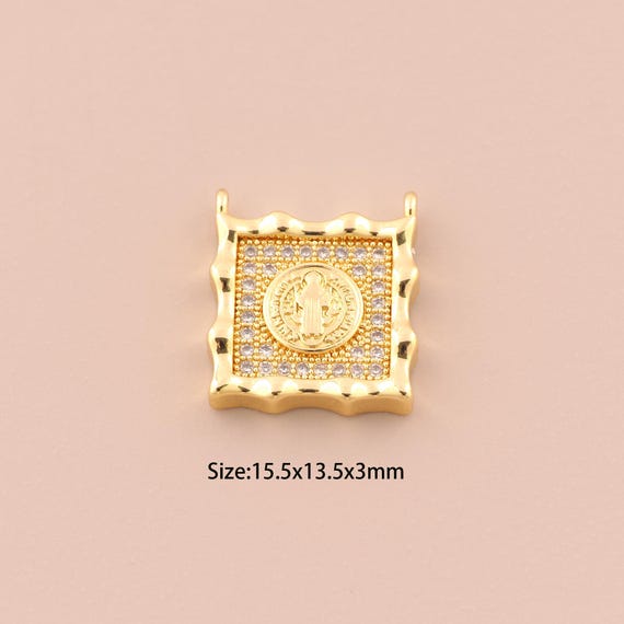 18K Gold Jesus Charms,CZ Pave Religion Charms Pendants,Christian Charm for DIY Jewelry Making Supply