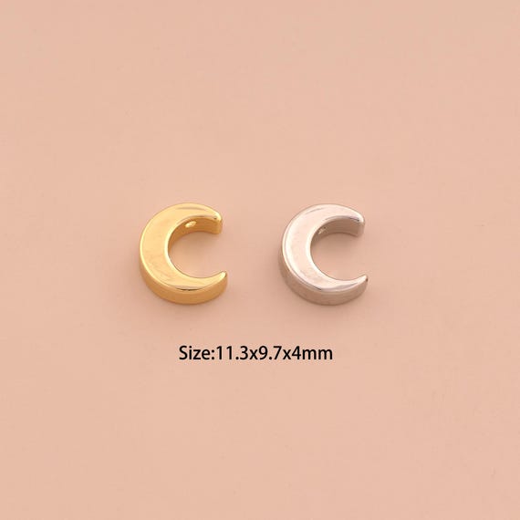 18K Gold Crescent Moon Spacer Bead,Celestial Bead,Moon Bead for DIY Jewelry Making Supply