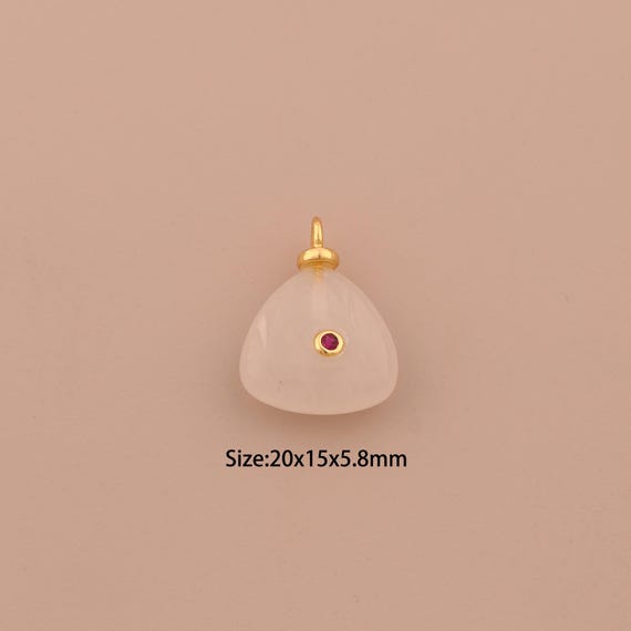 18K Gold Energy Stone Charms,Natural Stone Charms Pendants,White Agate Charm for DIY Jewelry Making Supply