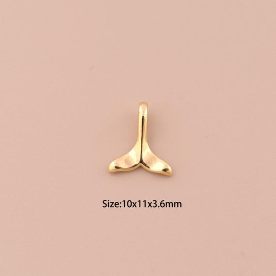 18K Gold Fishtail Charms,Fishtail Charms Pendants,Fishtail Charm for DIY Jewelry Making Supply