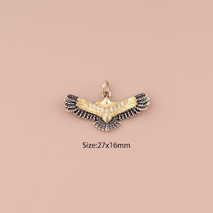 18K Gold Eagle Charms,CZ Pave Minimalist Charms Pendants,Eagle Charm for DIY Jewelry Making Supply