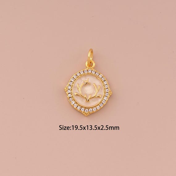 18K Gold Deer Antler Charms,CZ Pave Minimalist Charms Pendants,Antler Charm for DIY Jewelry Making Supply