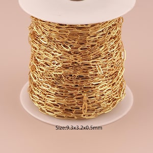 3.28 Fuß 18K Gold Papierklammer Kette, spezielle Kette, halbfertige Kette für DIY Schmuckherstellung Versorgung