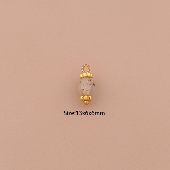 18K Gold Energy Stone Charms,Natural Stone Charms Pendants,Stone Charm for DIY Jewelry Making Supply
