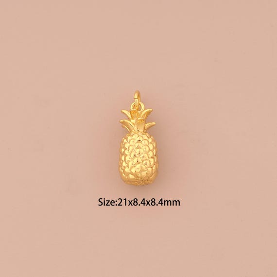 18K Gold Pineapple Charms,Fruit Charms Pendants,Pineapple Charm for DIY Jewelry Making Supply