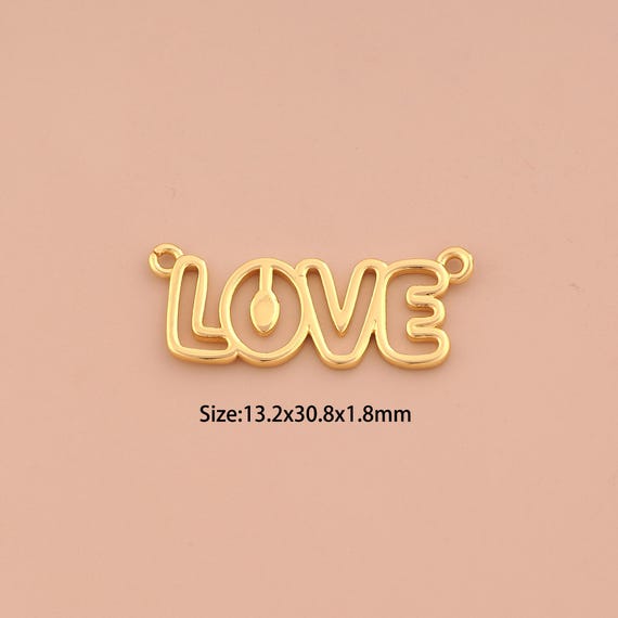 18K Gold LOVE Charms,Letter Charms Pendants,LOVE Charm for DIY Jewelry Making Supply
