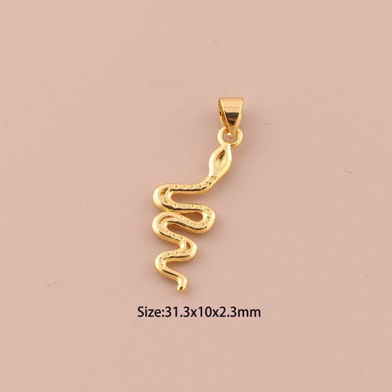 18K Gold Snake Charms,Animal Charms Pendants,Snake Charm for DIY Jewelry Making Supply