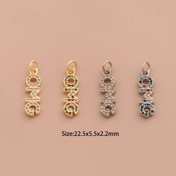 18K Gold Filled OMG Pendant,Dainty Letter Charm Pendant,Omg Charm for DIY Jewelry Making Supply