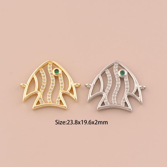 Gold Fish Connector,18K Gold Tropical Fish Connector,Fish Connector DIY Bracelet Necklace Jewelry Making Findings Supply