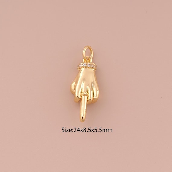18K Gold Gesture Charms,CZ Pave Minimalist Charms Pendants,Gesture Charm for DIY Jewelry Making Supply