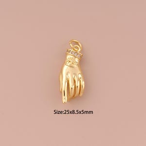 18K Gold Evil Eye Charms,CZ Pave Minimalist Charms Pendants,Gesture Charm for DIY Jewelry Making Supply