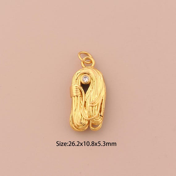 18K Gold Rope Charms,CZ Pave Minimalist Charms Pendants,Rope Charm for DIY Jewelry Making Supply