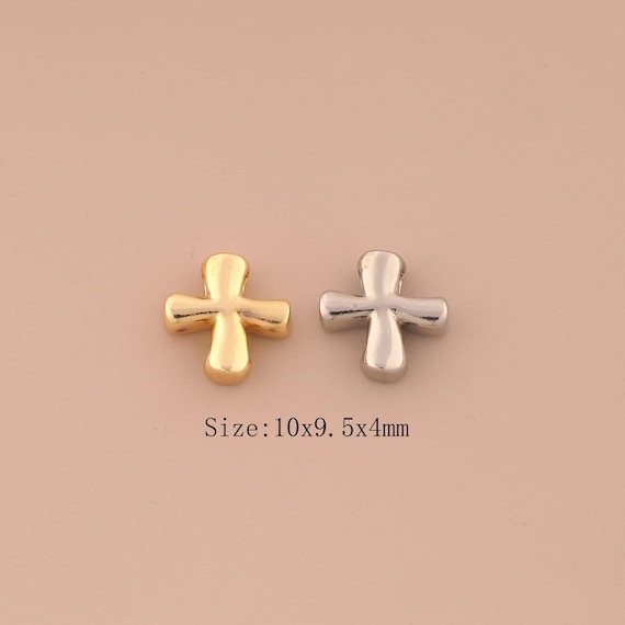 18K Gold Cross Spacer Bead,Religious Bead,Christian Bead for DIY Jewelry Making Supply