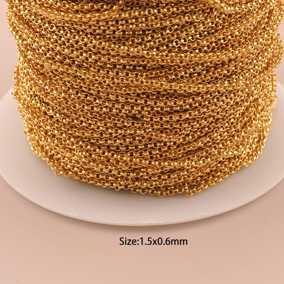 3.28 Feet 18K Gold Rolo Chain,Special Chain,Semi-Finished Chain for DIY Jewelry Making Supply