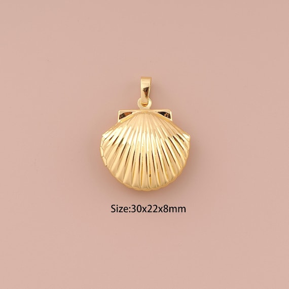 18K Gold Shell Charms,Minimalist Charms Pendants,Photo Frame Charm for DIY Jewelry Making Supply