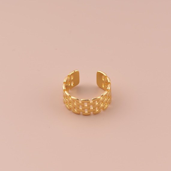 18K Gold Open Rings,Wide Rings,Thick Gold Rings for DIY Jewelry Making Supply