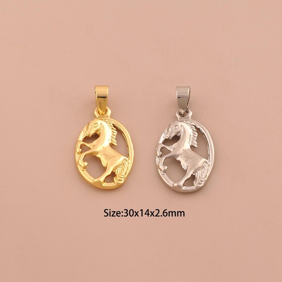 18K Gold Horse Charms,Animal Charms Pendants,Horse Charm for DIY Jewelry Making Supply