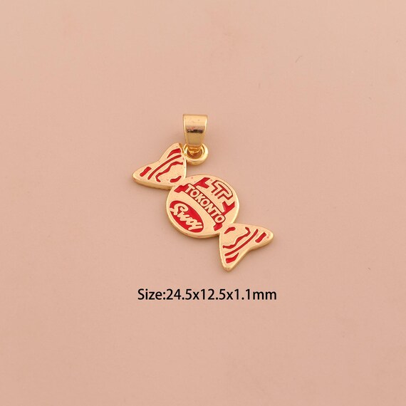 18K Gold Enamel Candy Charms,Sweet Charms Pendants,Candy Charm for DIY Jewelry Making Supply