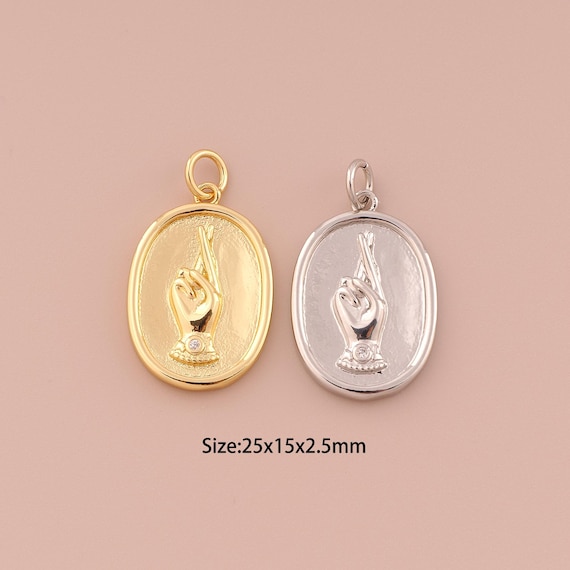 18K Gold Gesture Charms,Minimalist Charms Pendants,Gesture Charm for DIY Jewelry Making Supply
