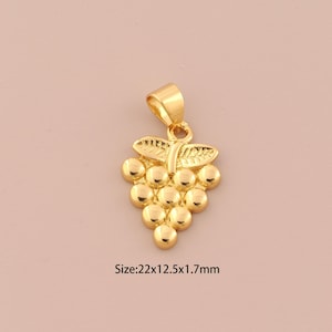 18K Gold Grape Charms,Fruit Charms Pendants,Grape Charm for DIY Jewelry Making Supply