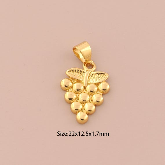 18K Gold Grape Charms,Fruit Charms Pendants,Grape Charm for DIY Jewelry Making Supply