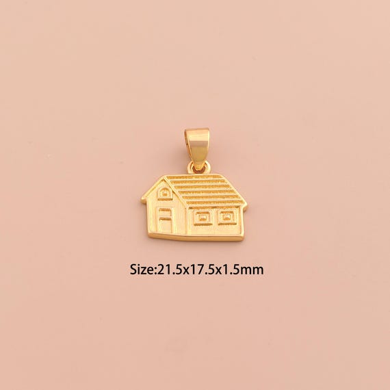 18K Gold House Charms,House Charms Pendants,House Charm for DIY Jewelry Making Supply
