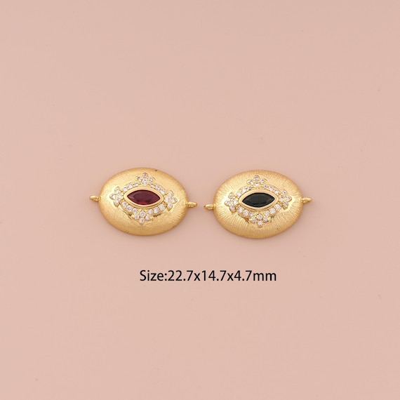 18K Gold Evil Eye Connector,CZ Pave Minimalist Connector Charms,Devil Eye Connector for DIY Jewelry Making Supply