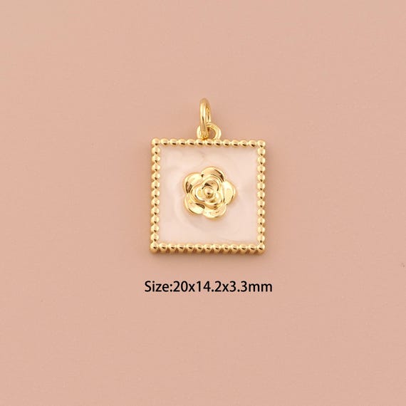 18K Gold Flower Charms,Minimalist Charms Pendants,Flower Charm for DIY Jewelry Making Supply